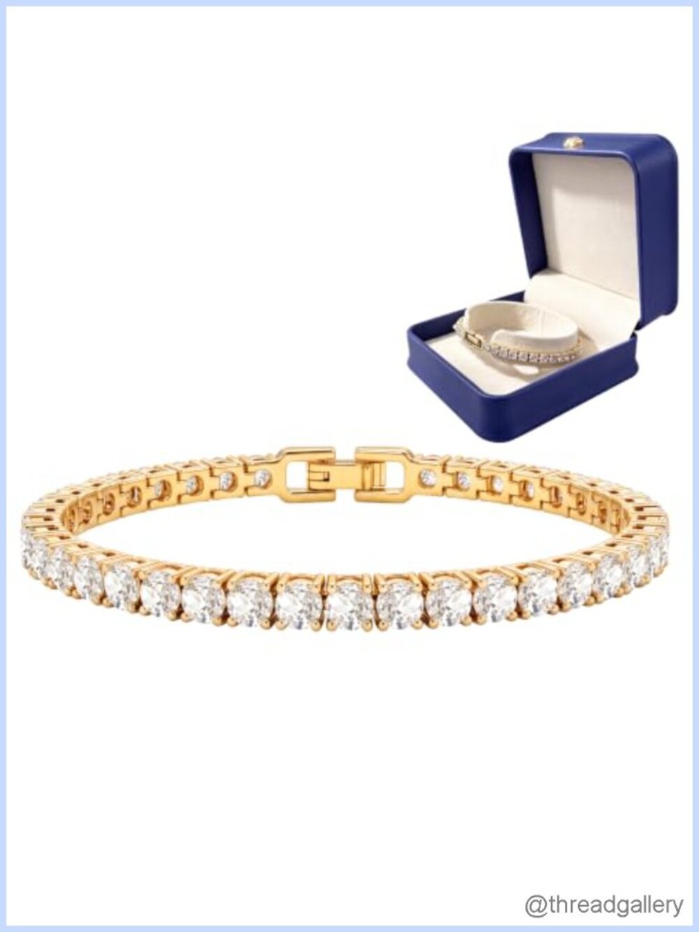 18K Gold Plated Cubic Zirconia Tennis Bracelet for Women 3mm Stackable